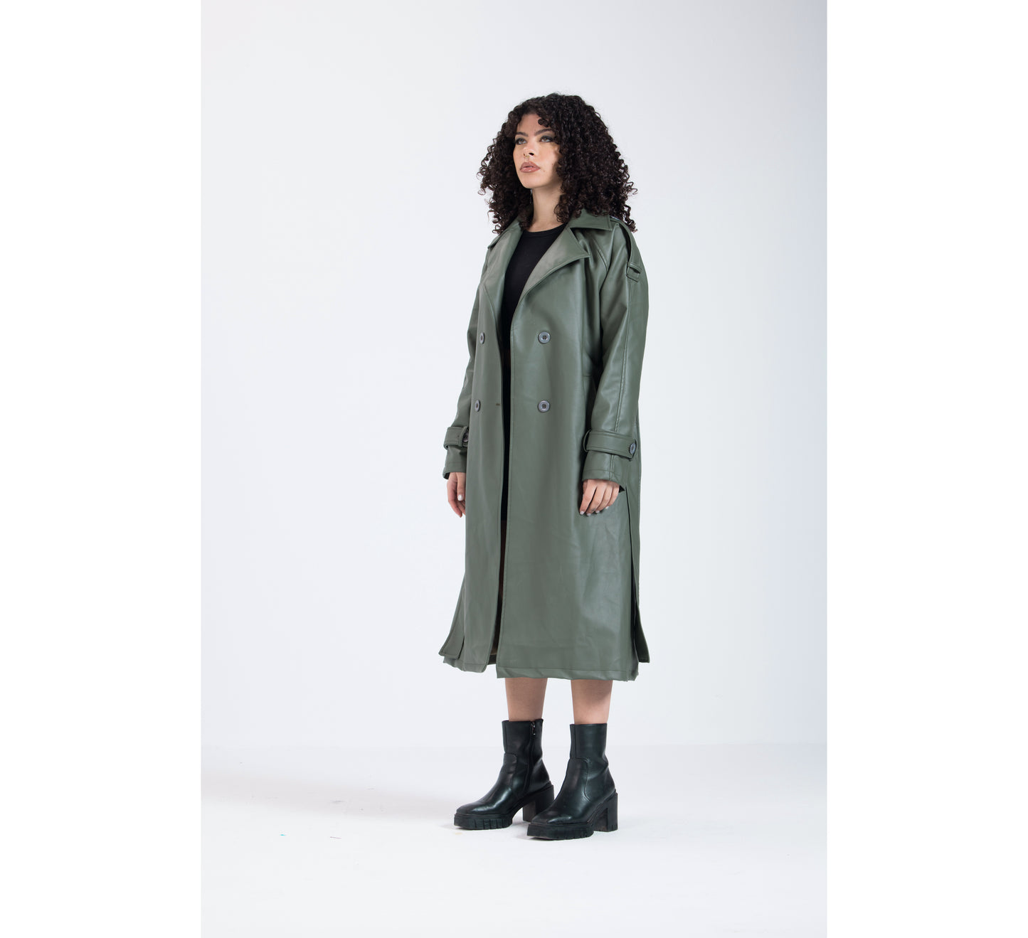 Olive Green Leather Coat