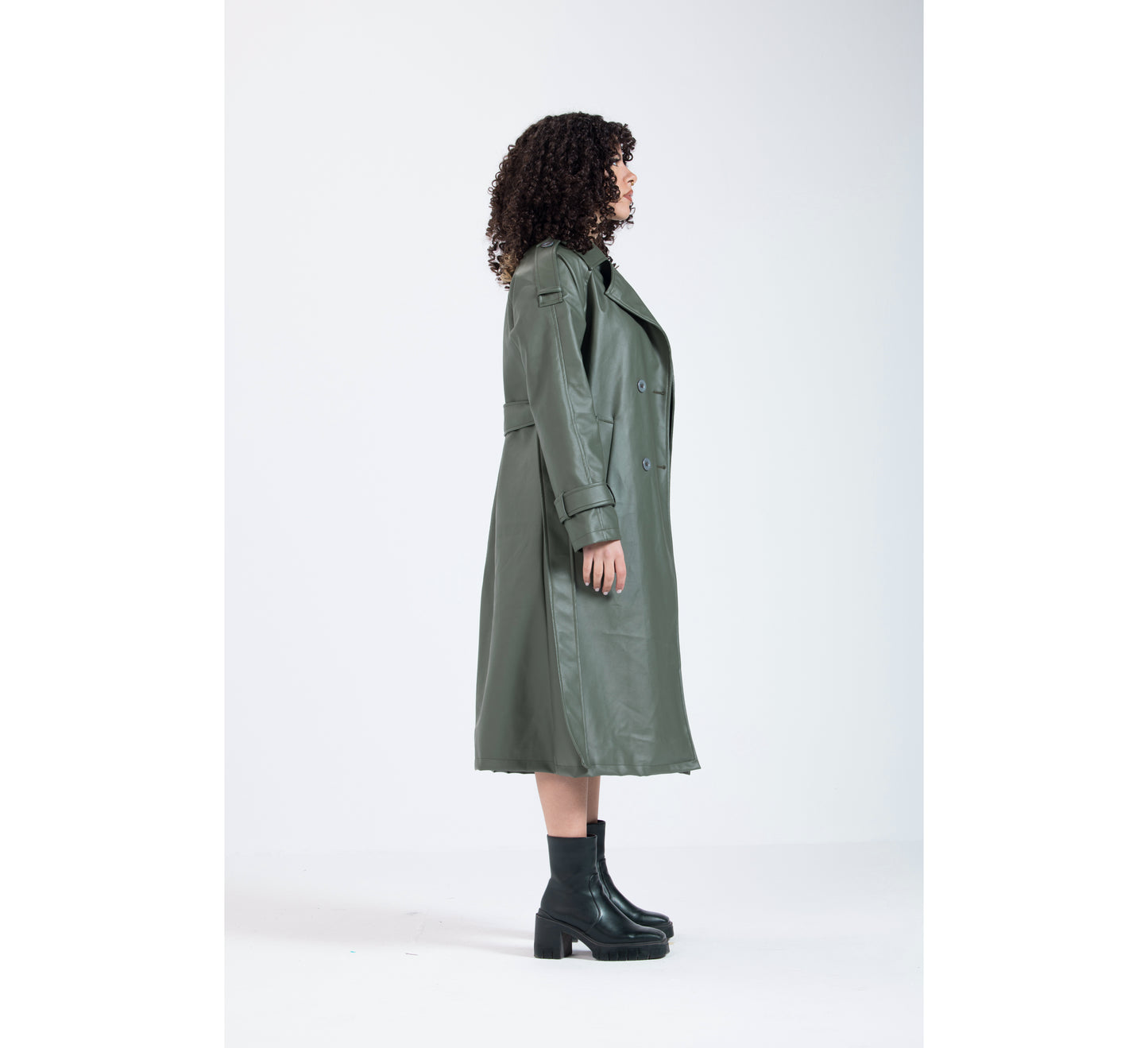 Olive Green Leather Coat