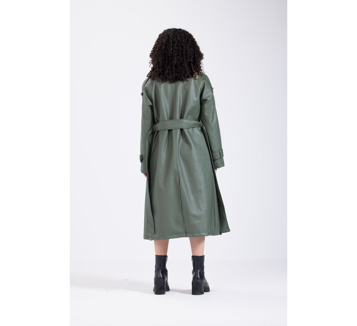 Olive Green Leather Coat