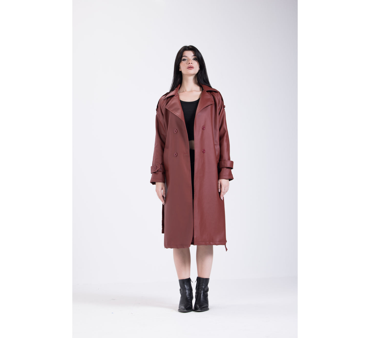 Merlot Leather Coat