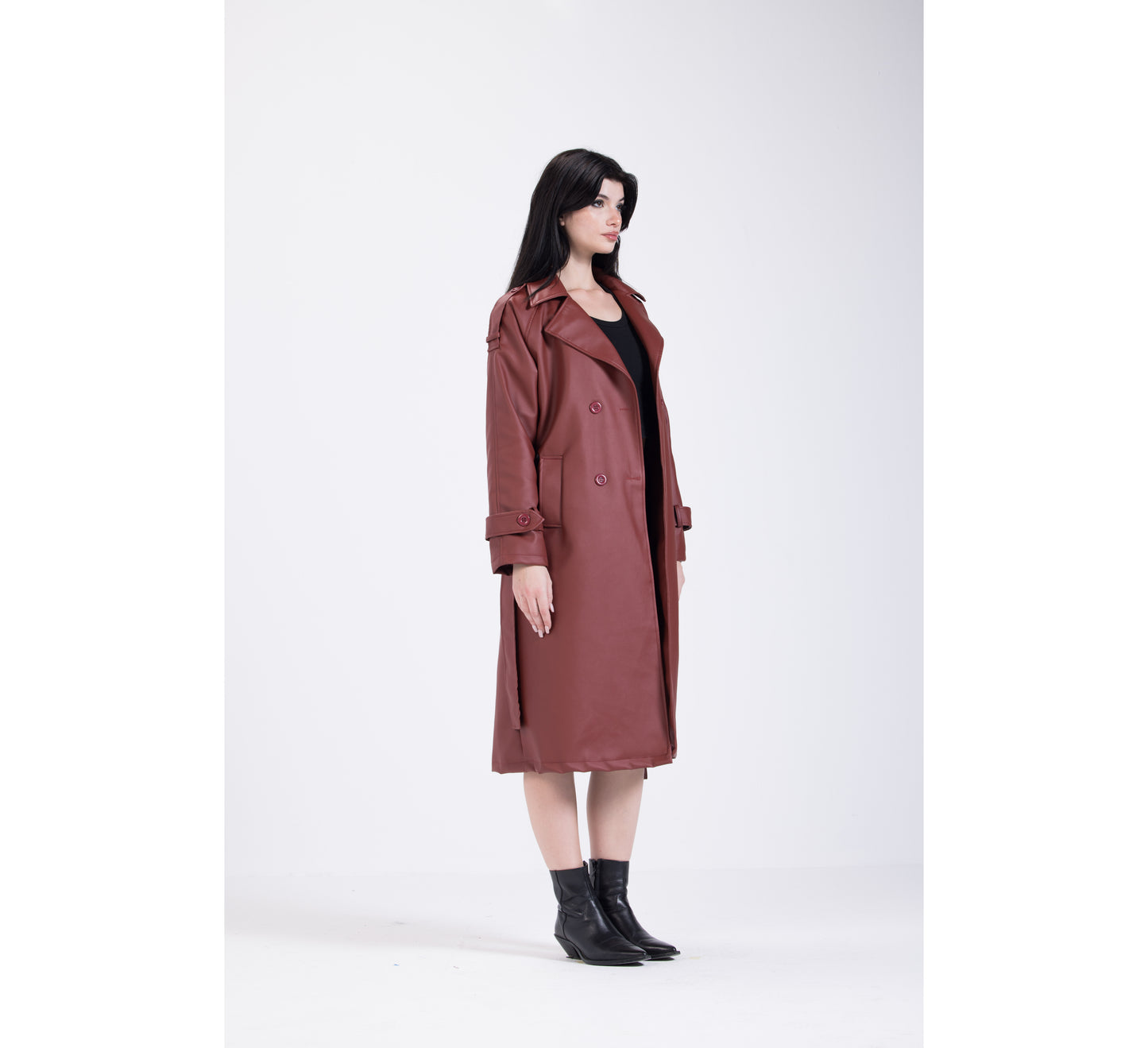 Merlot Leather Coat