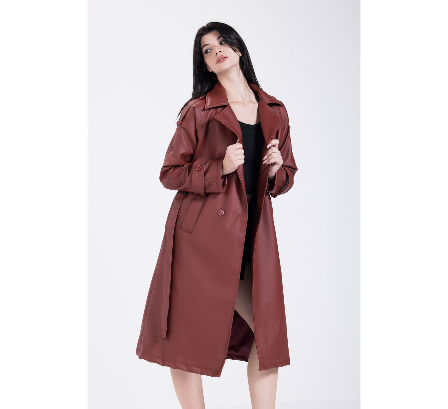 Merlot Leather Coat