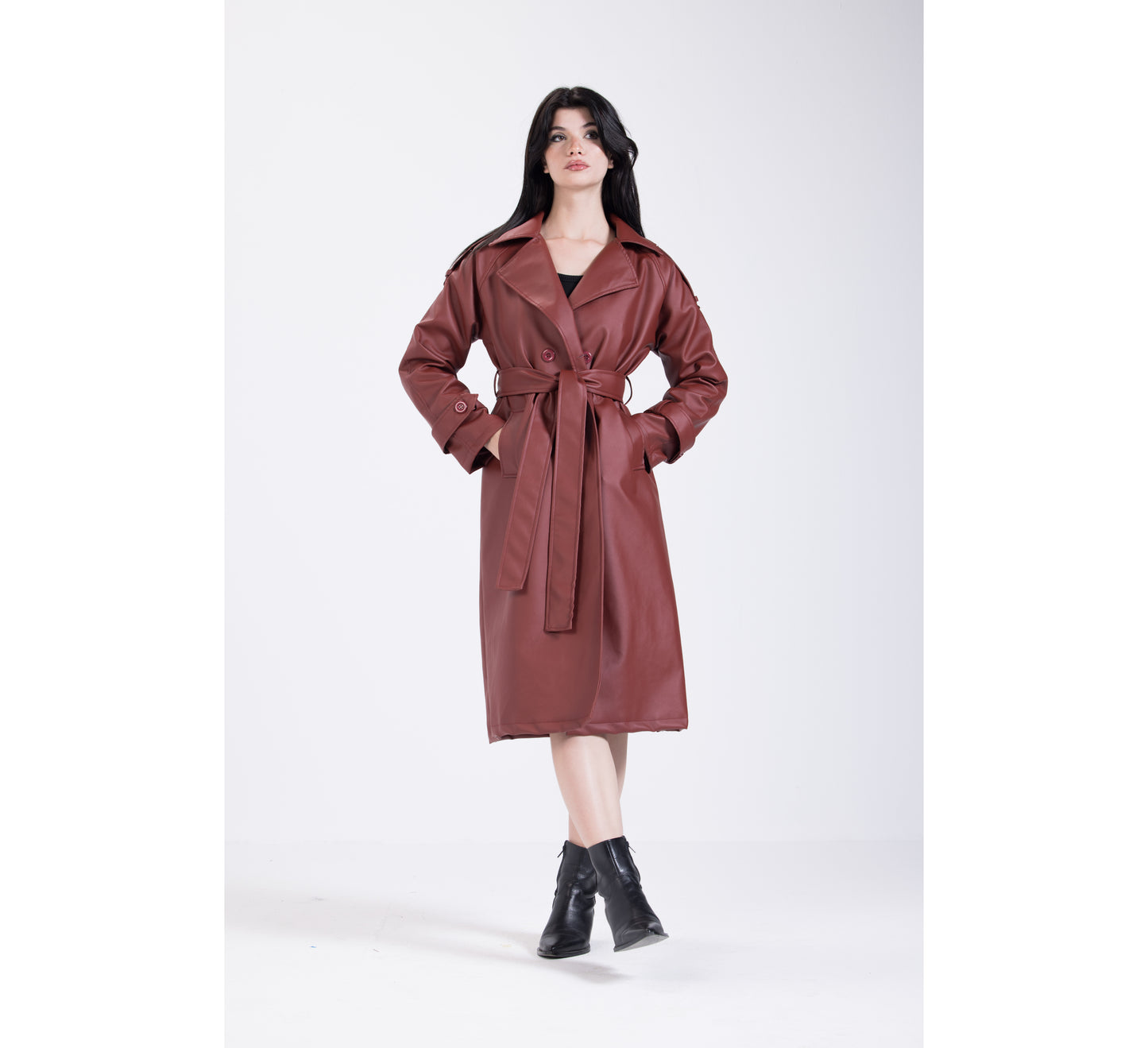 Merlot Leather Coat