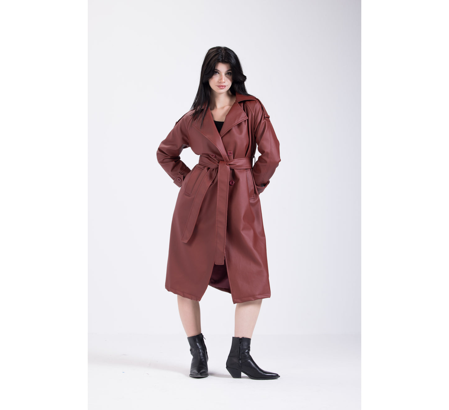 Merlot Leather Coat