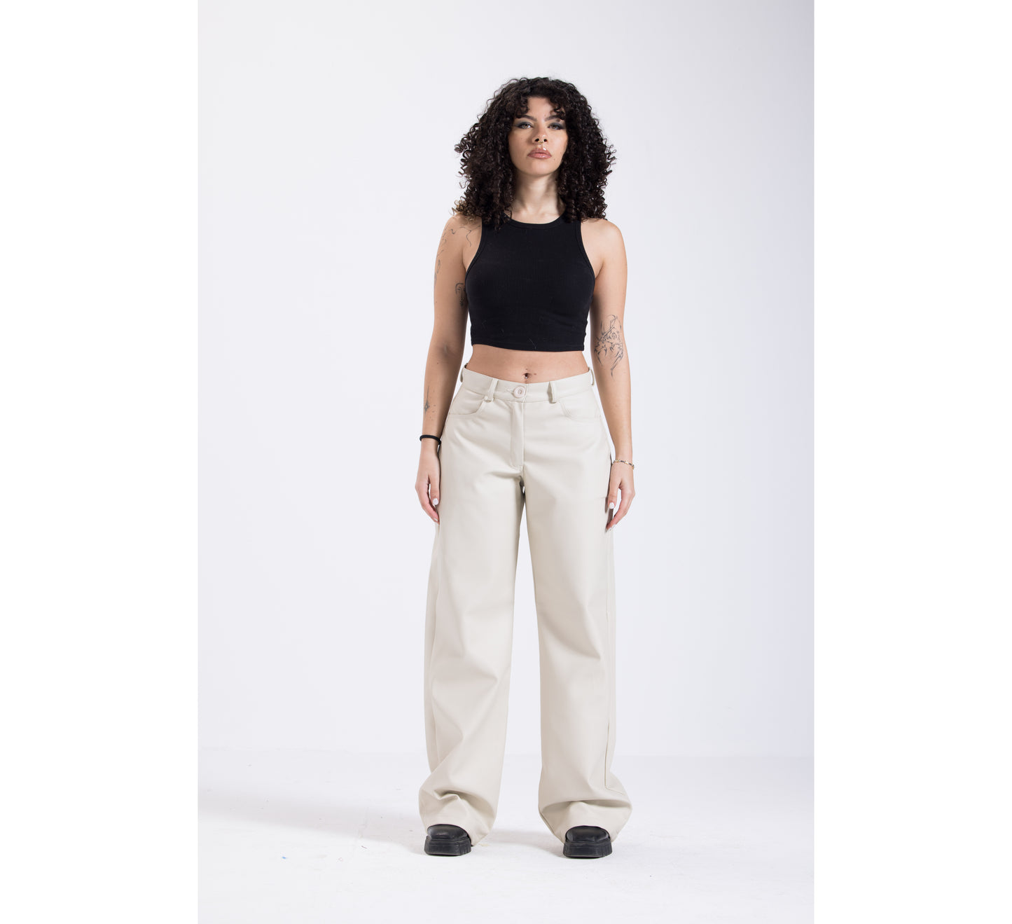 champagne Leather pants