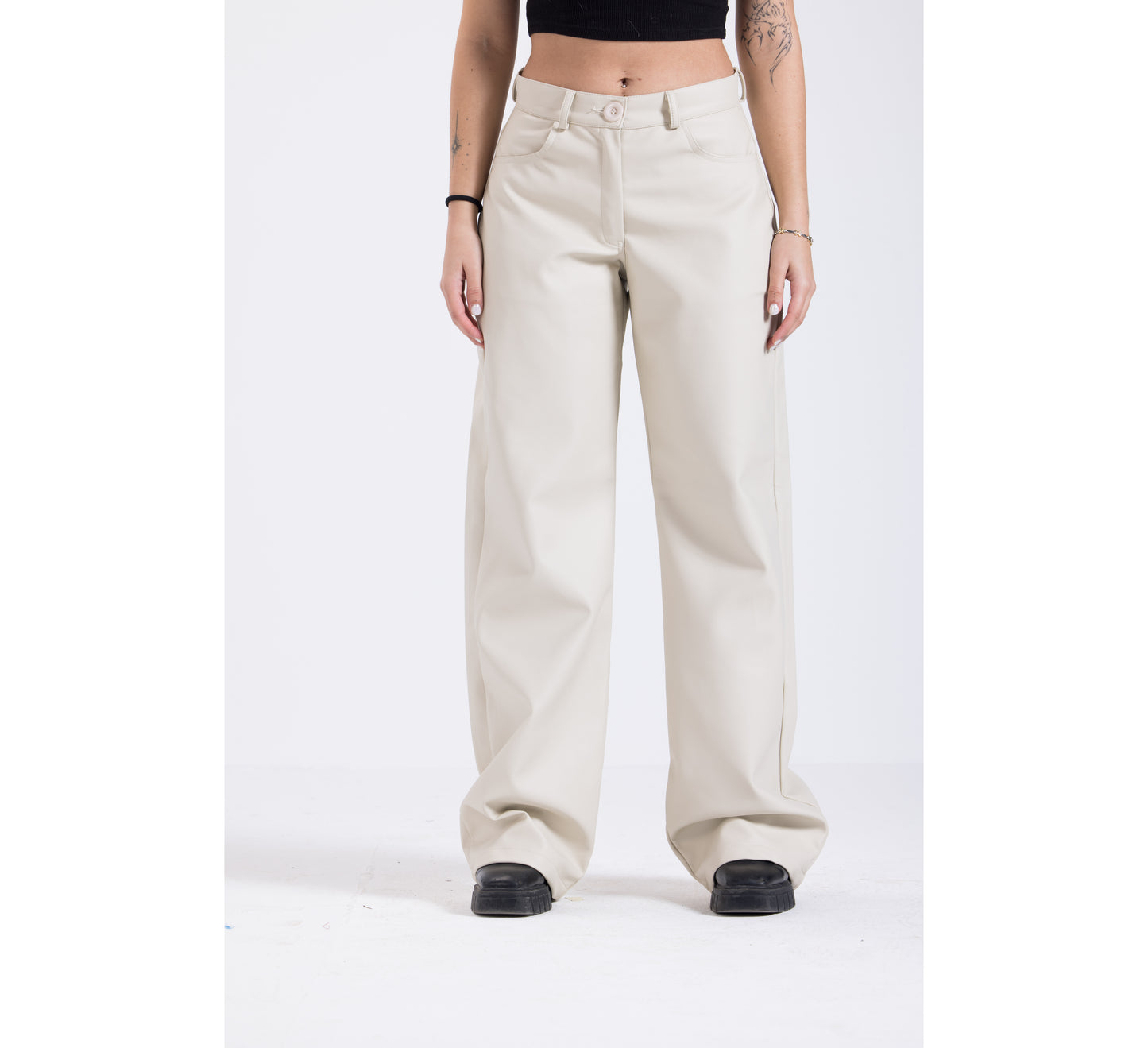 champagne Leather pants