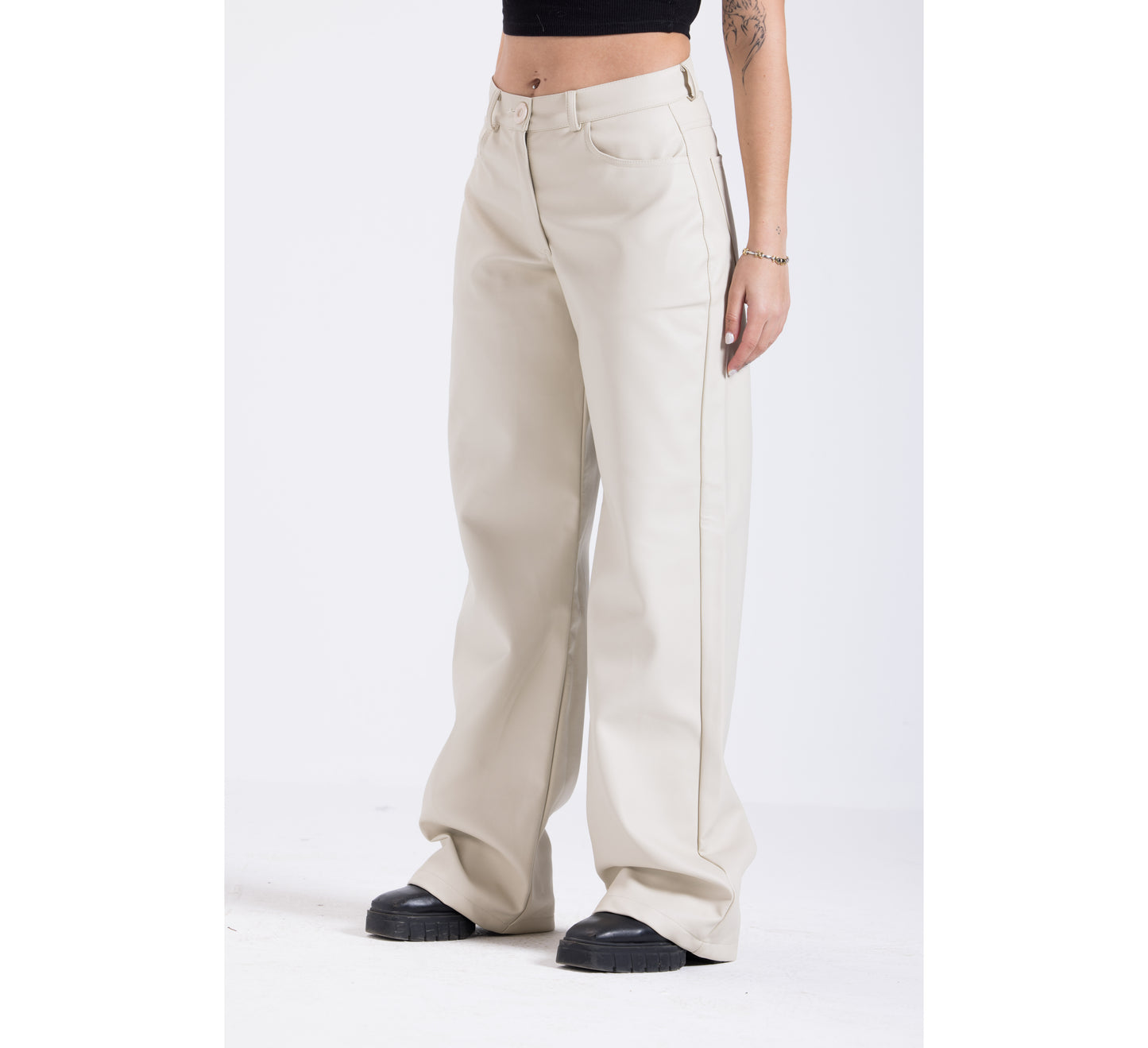 champagne Leather pants