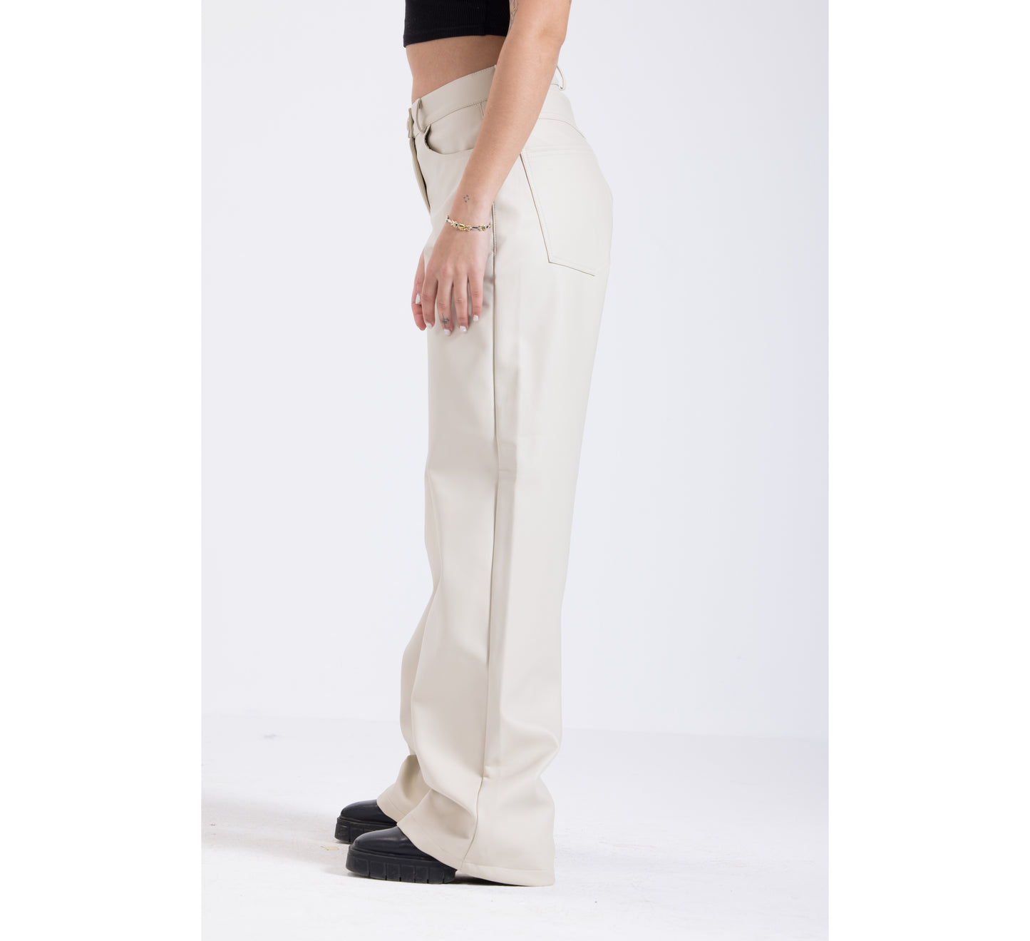 champagne Leather pants