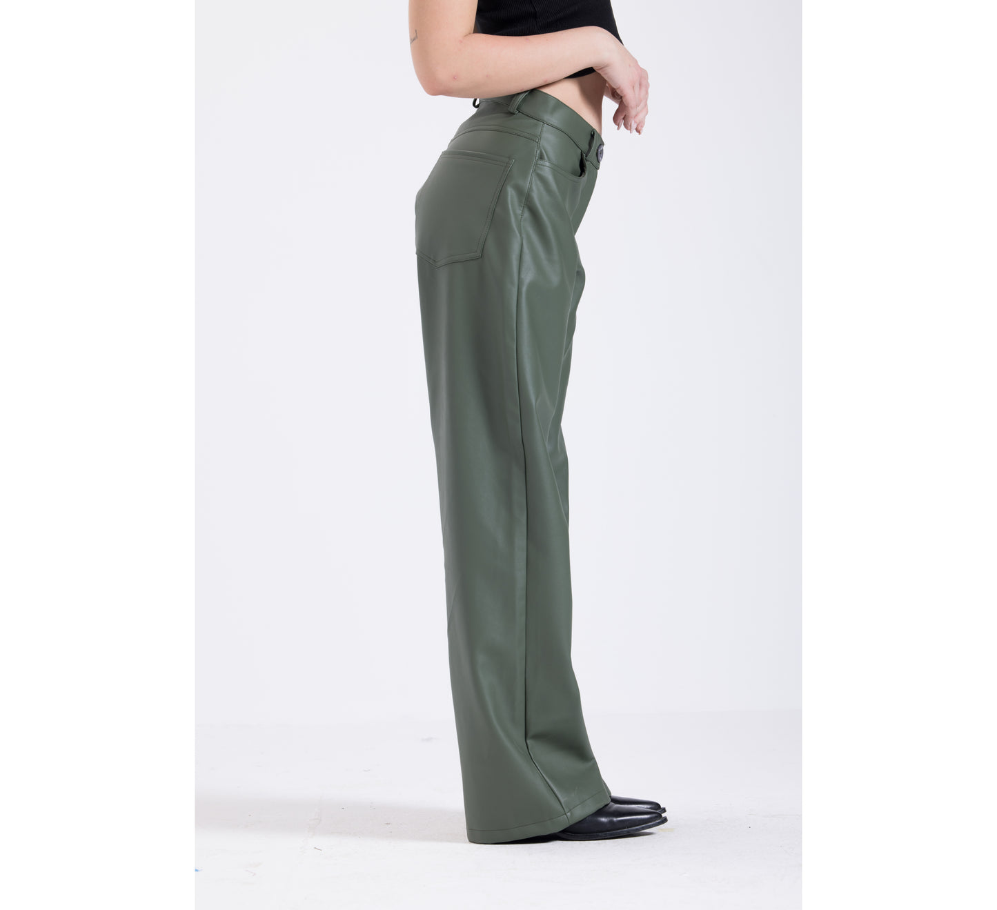 Olive Green Leather Pants