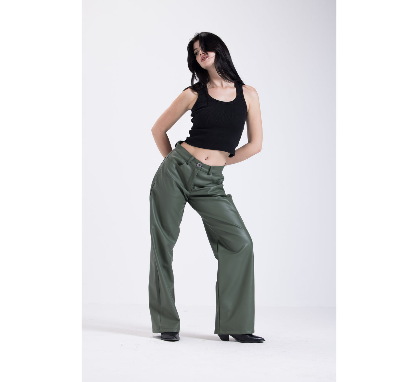 Olive Green Leather Pants